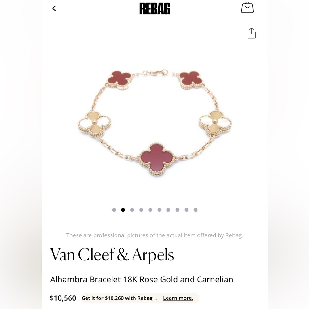 Van Cleef & Arpels Red and Gold Clover Bracelet - Picture 4 of 6